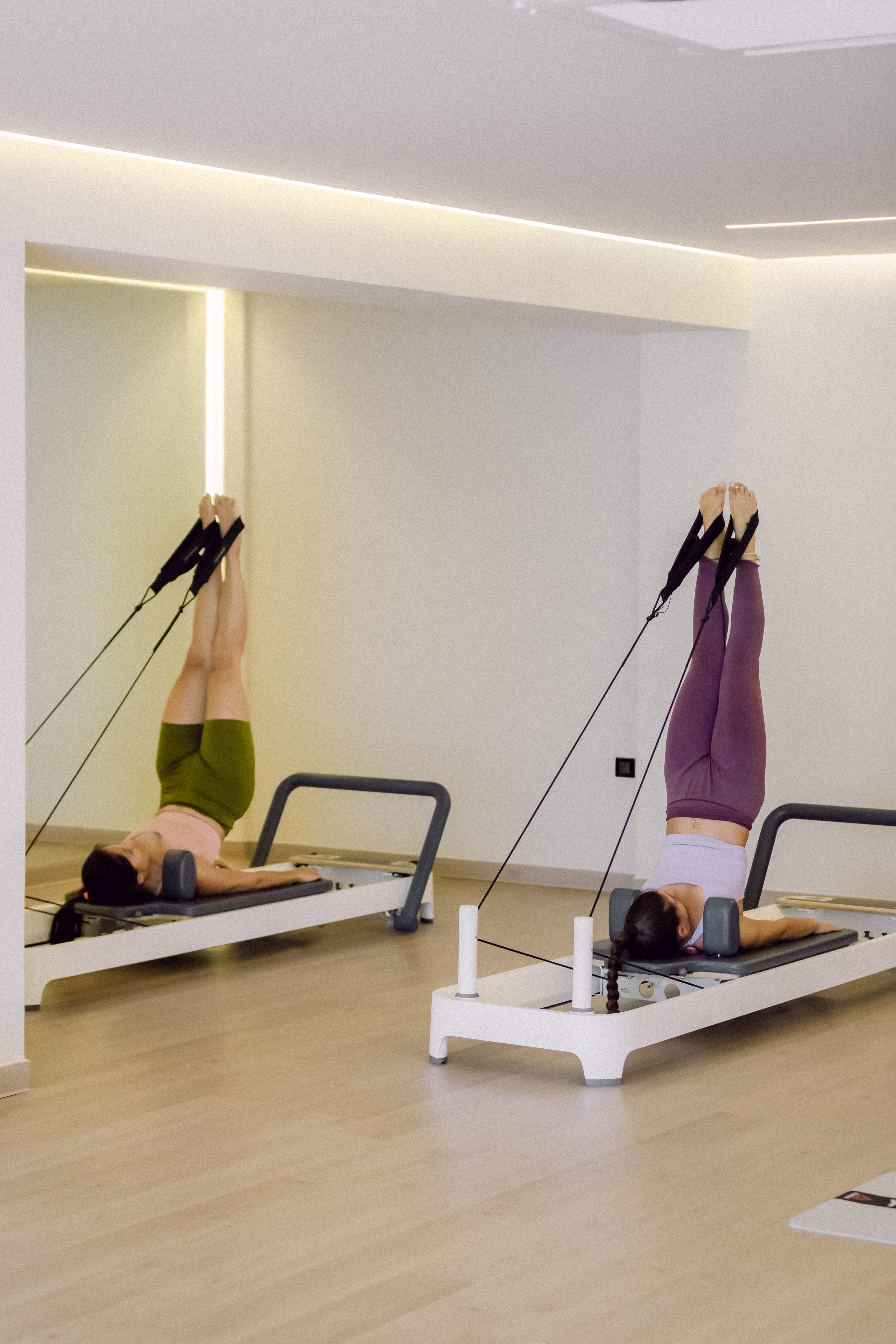 a person doing yoga in a room