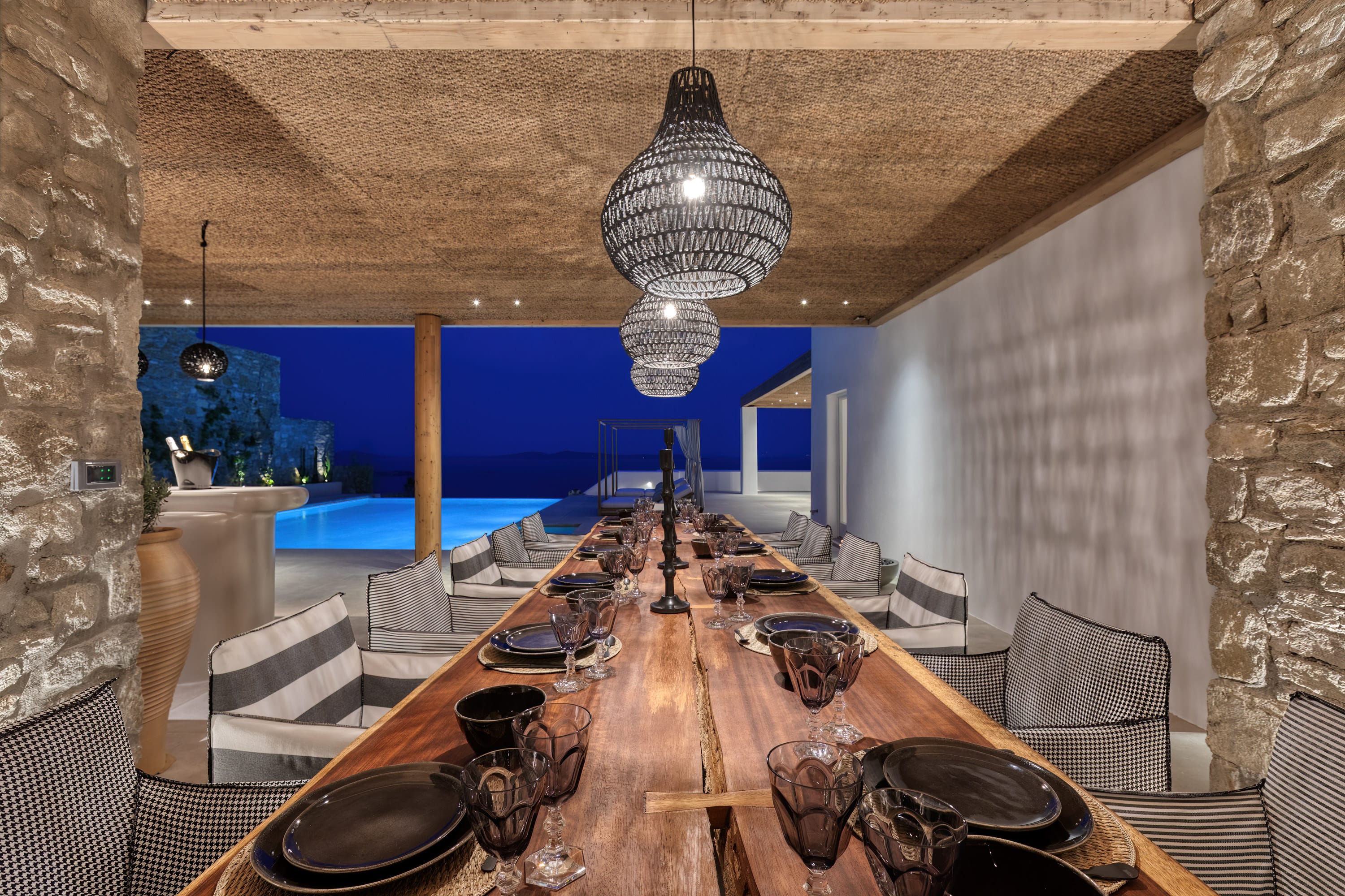 a kitchen with a large table