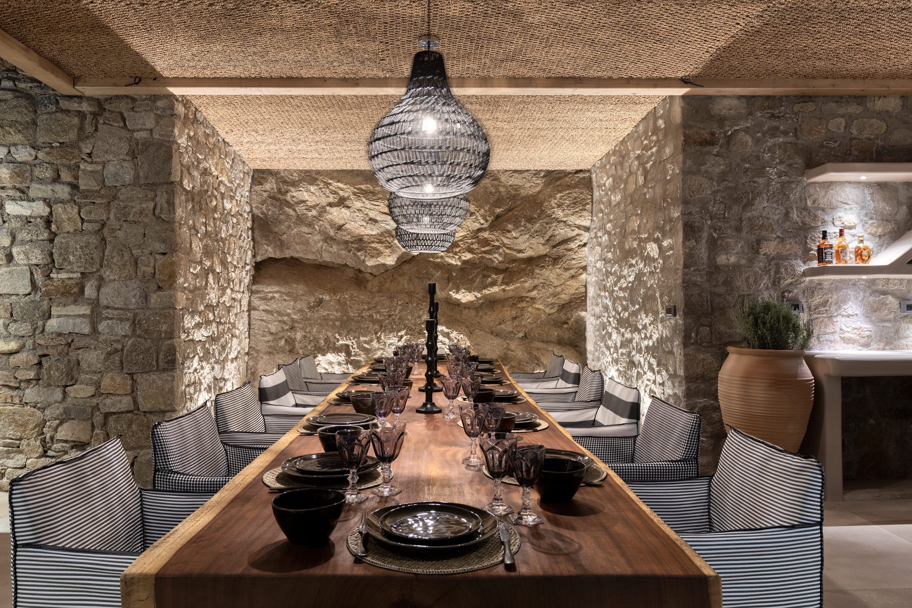 a table with a set of candles on it