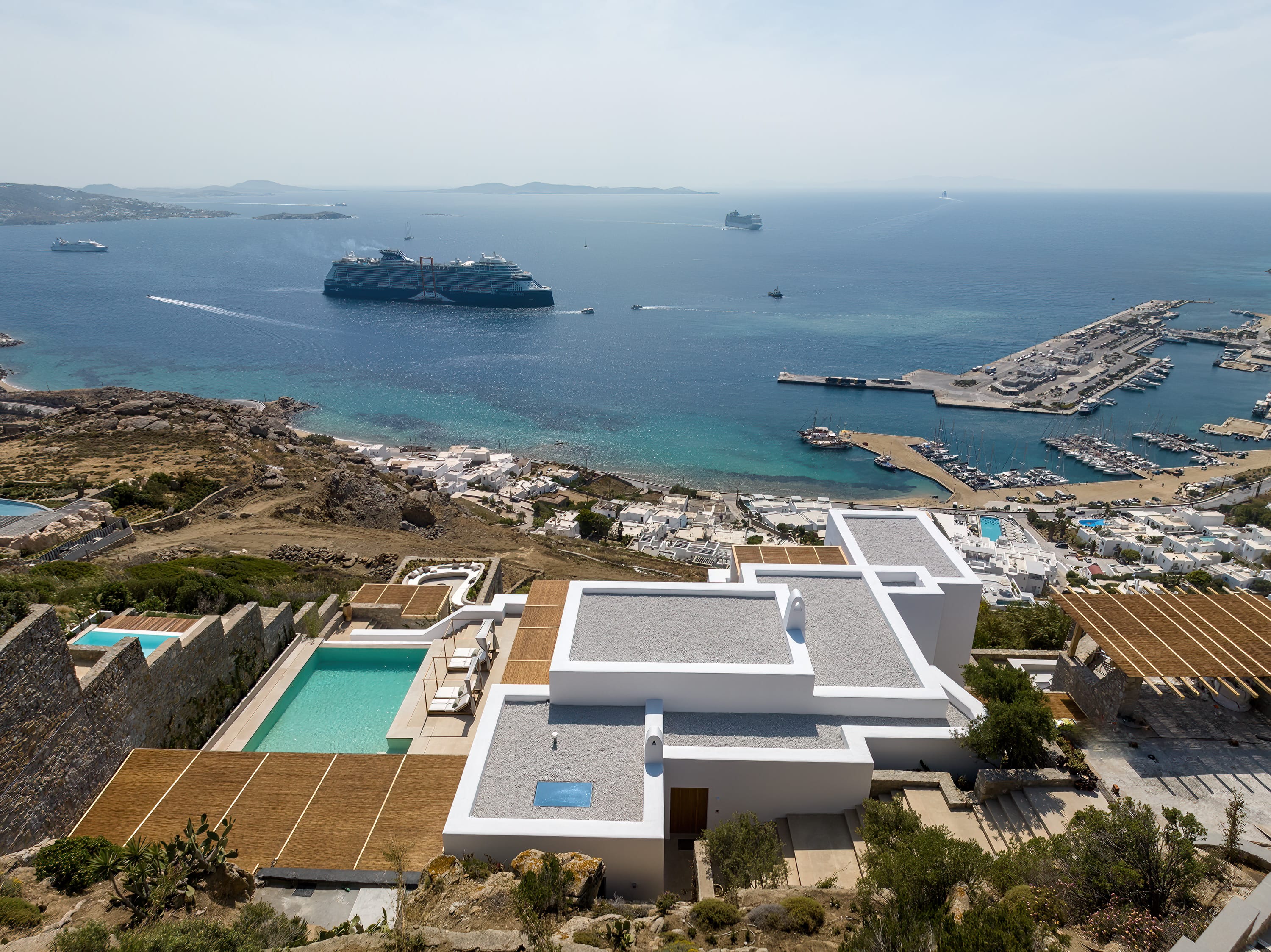 a high angle view of a resort