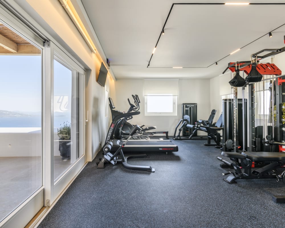 a gym with exercise equipment