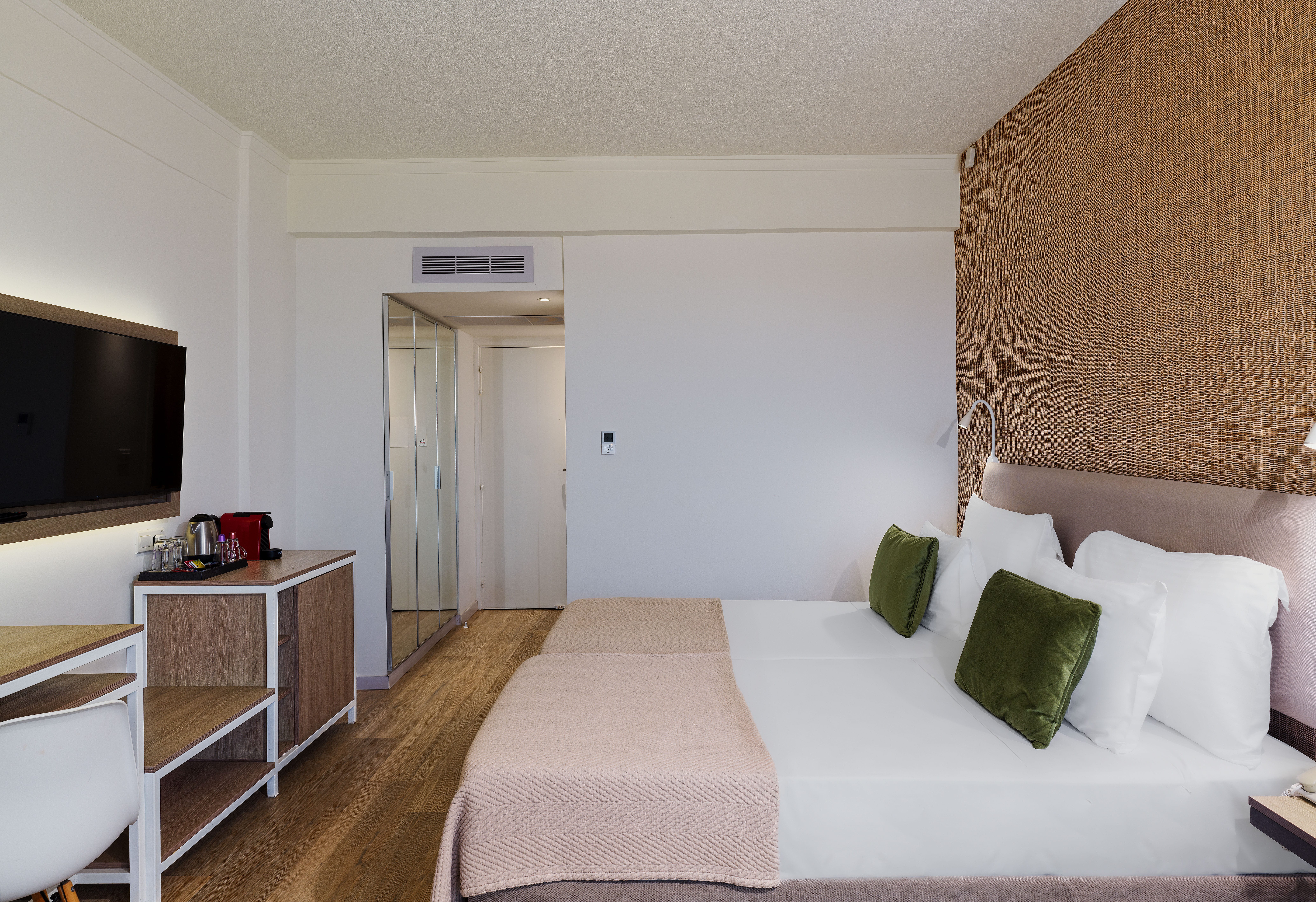 a bed in a room