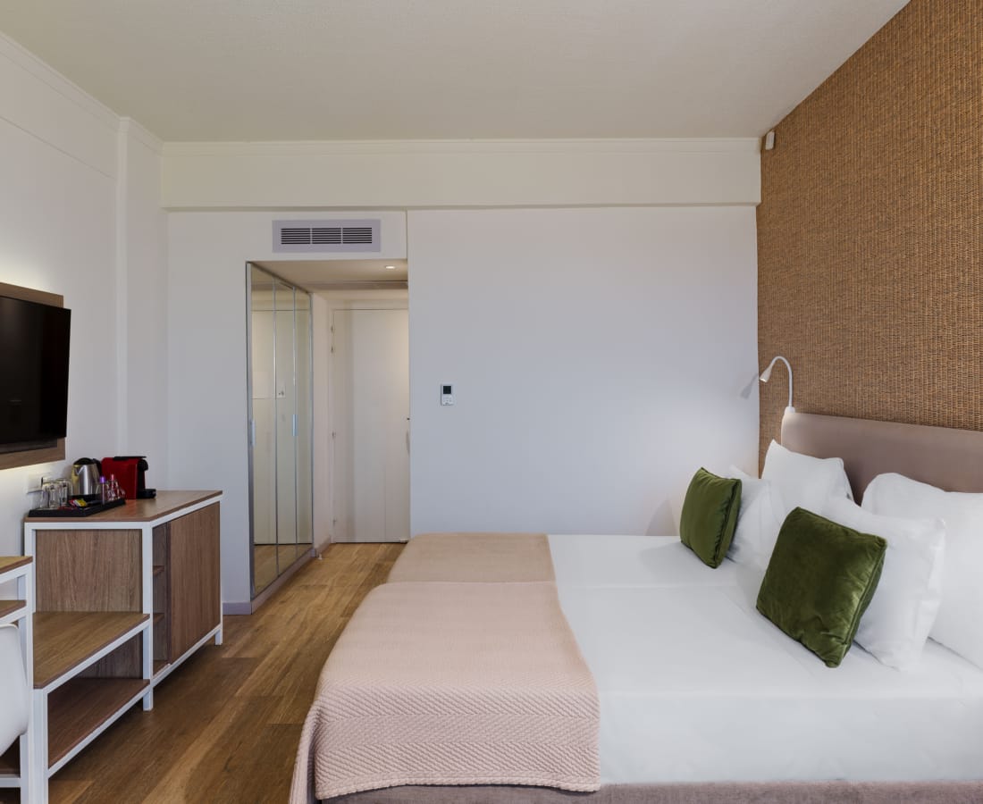 a bed in a room