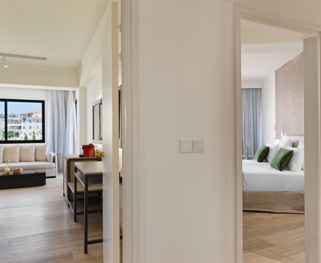 a room with a bed and a table