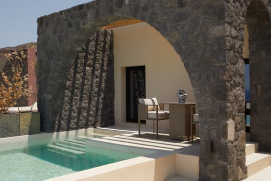 a pool in a stone building