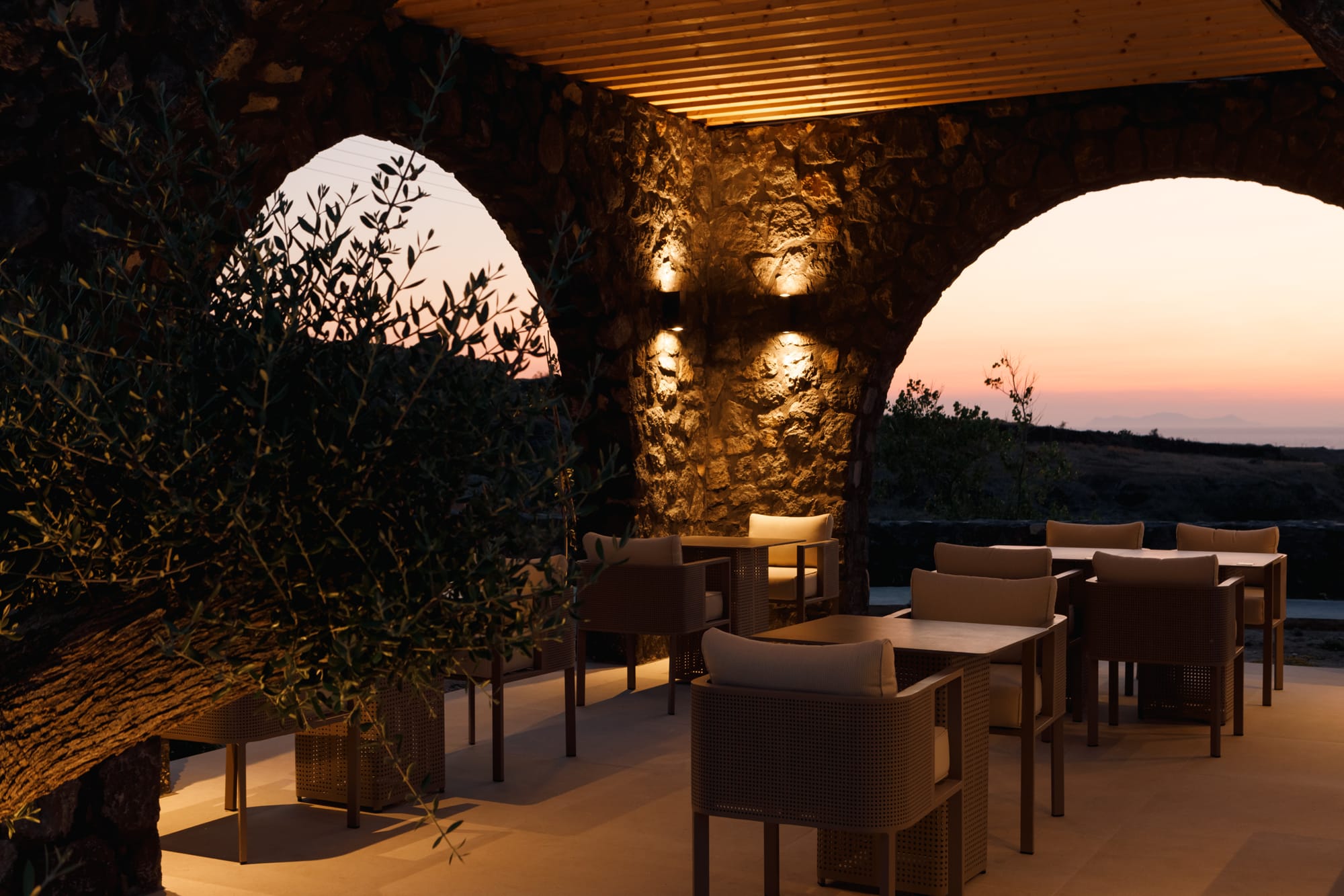 a room with tables and chairs