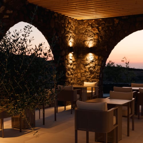 a room with tables and chairs