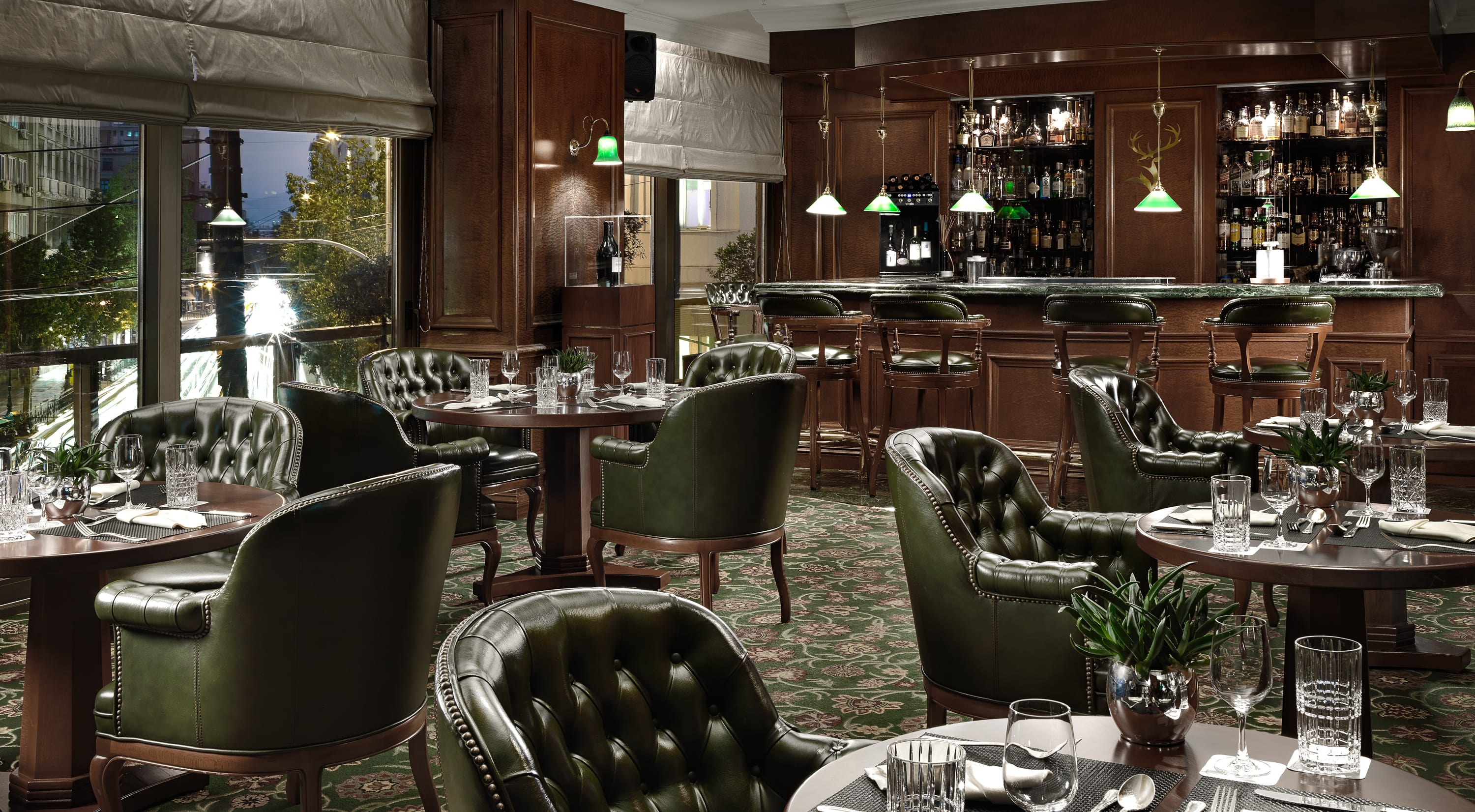 a room with tables and chairs