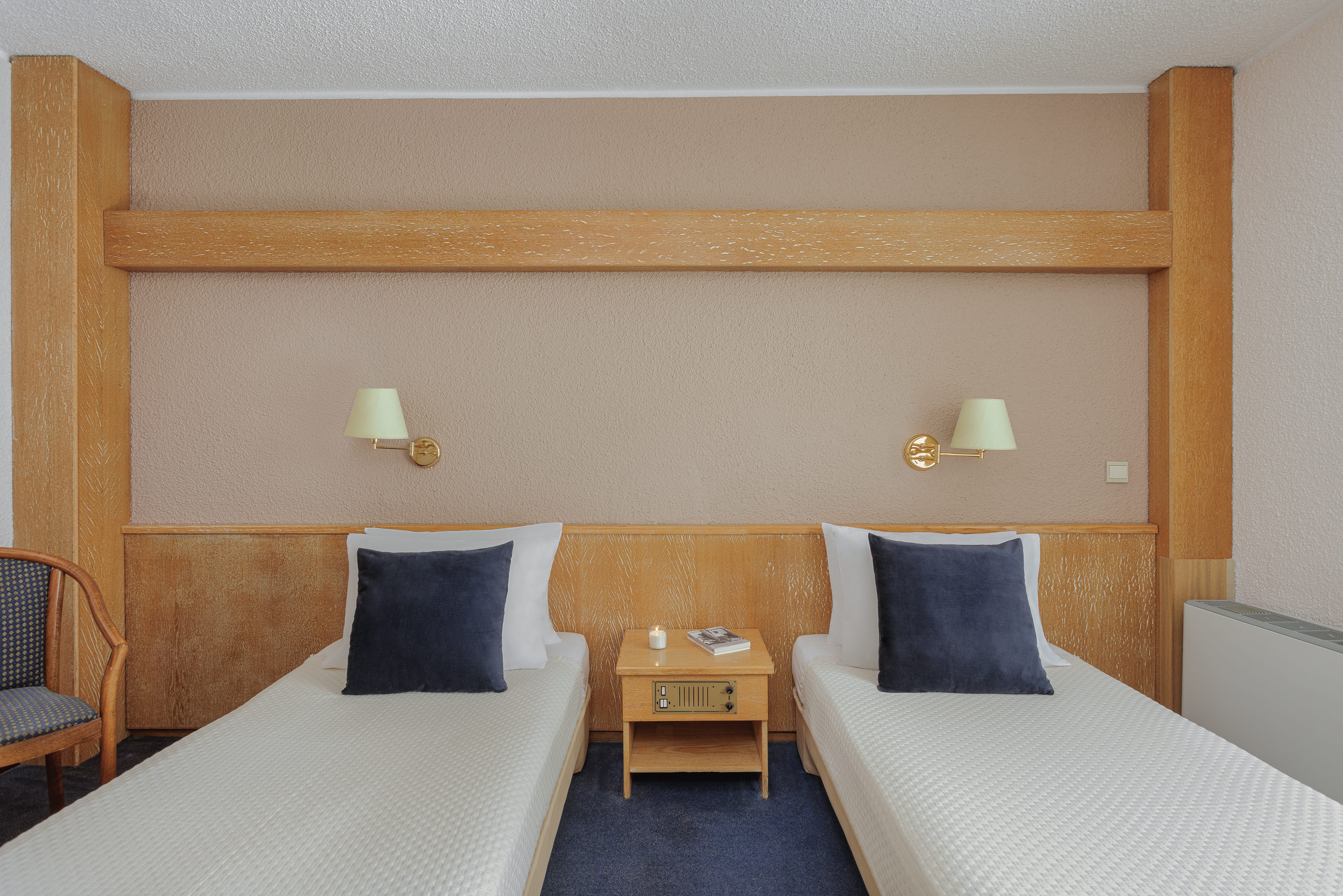 a room with two beds