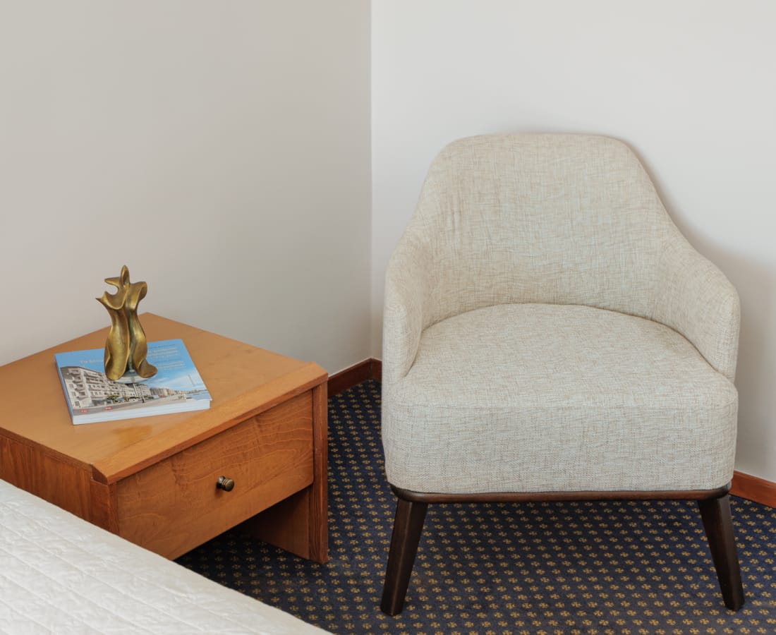 a chair and a table in a room