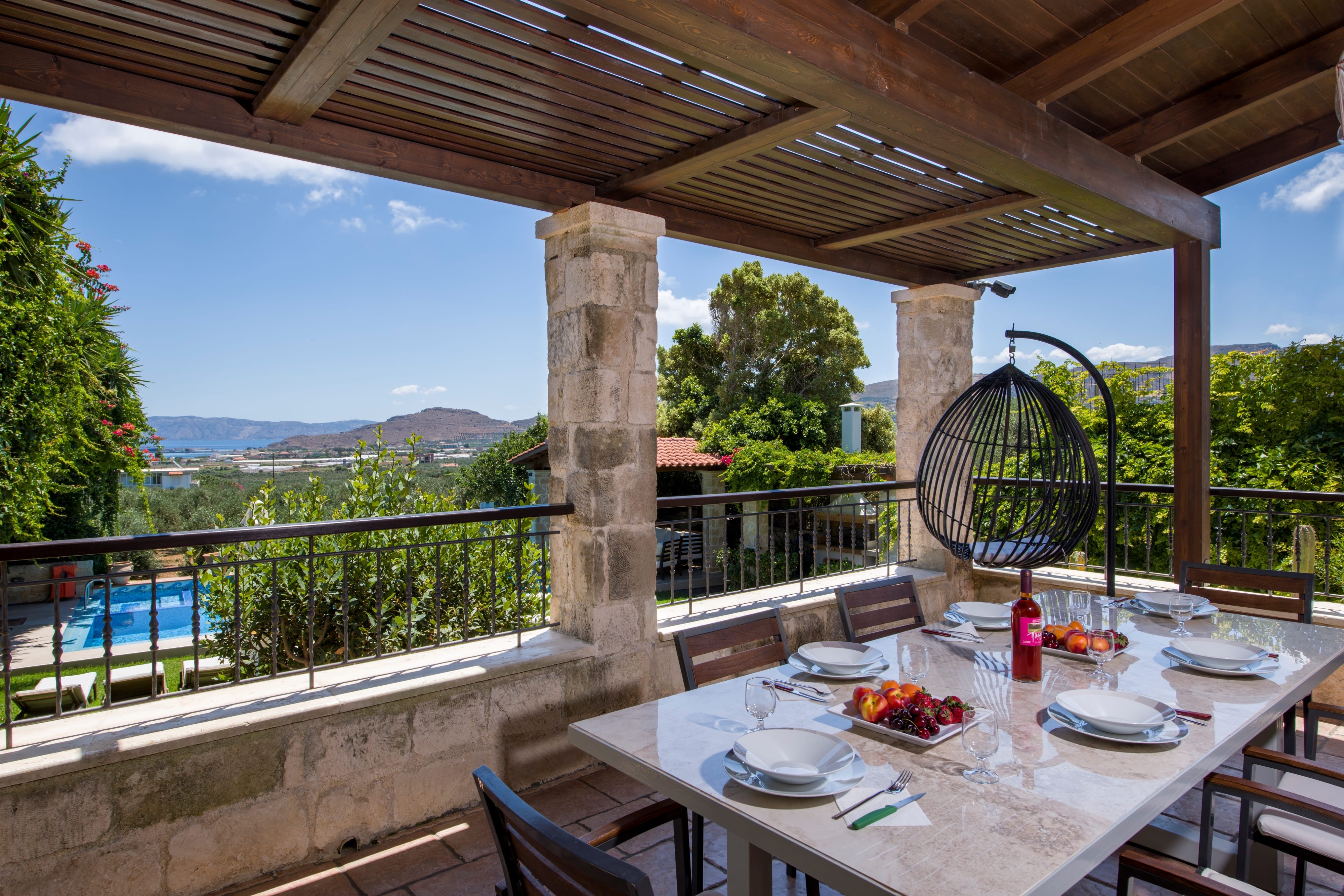 a table set with plates and food