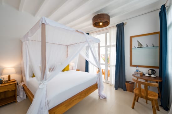 a bed with a canopy