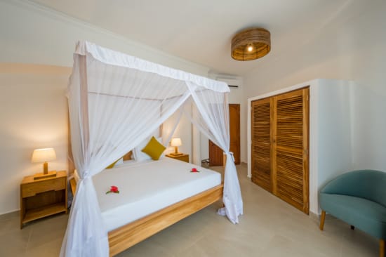 a bed with a canopy