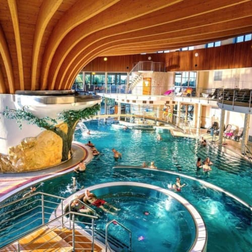 a large indoor swimming pool