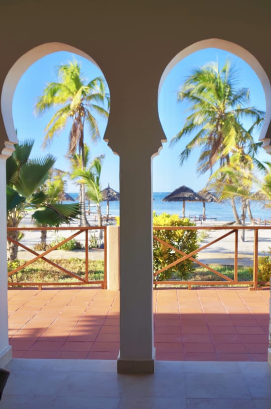a view of the ocean from a balcony