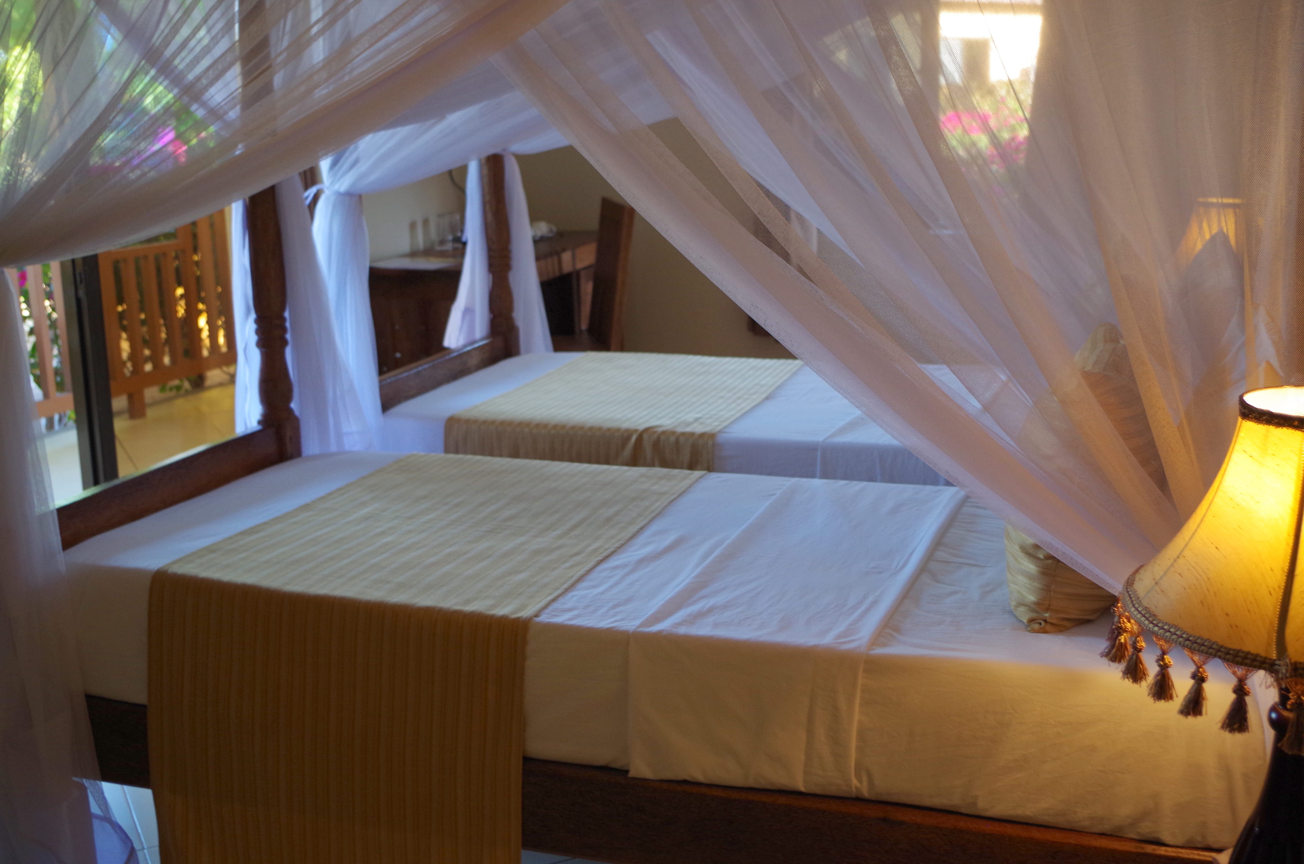 a bed with a canopy