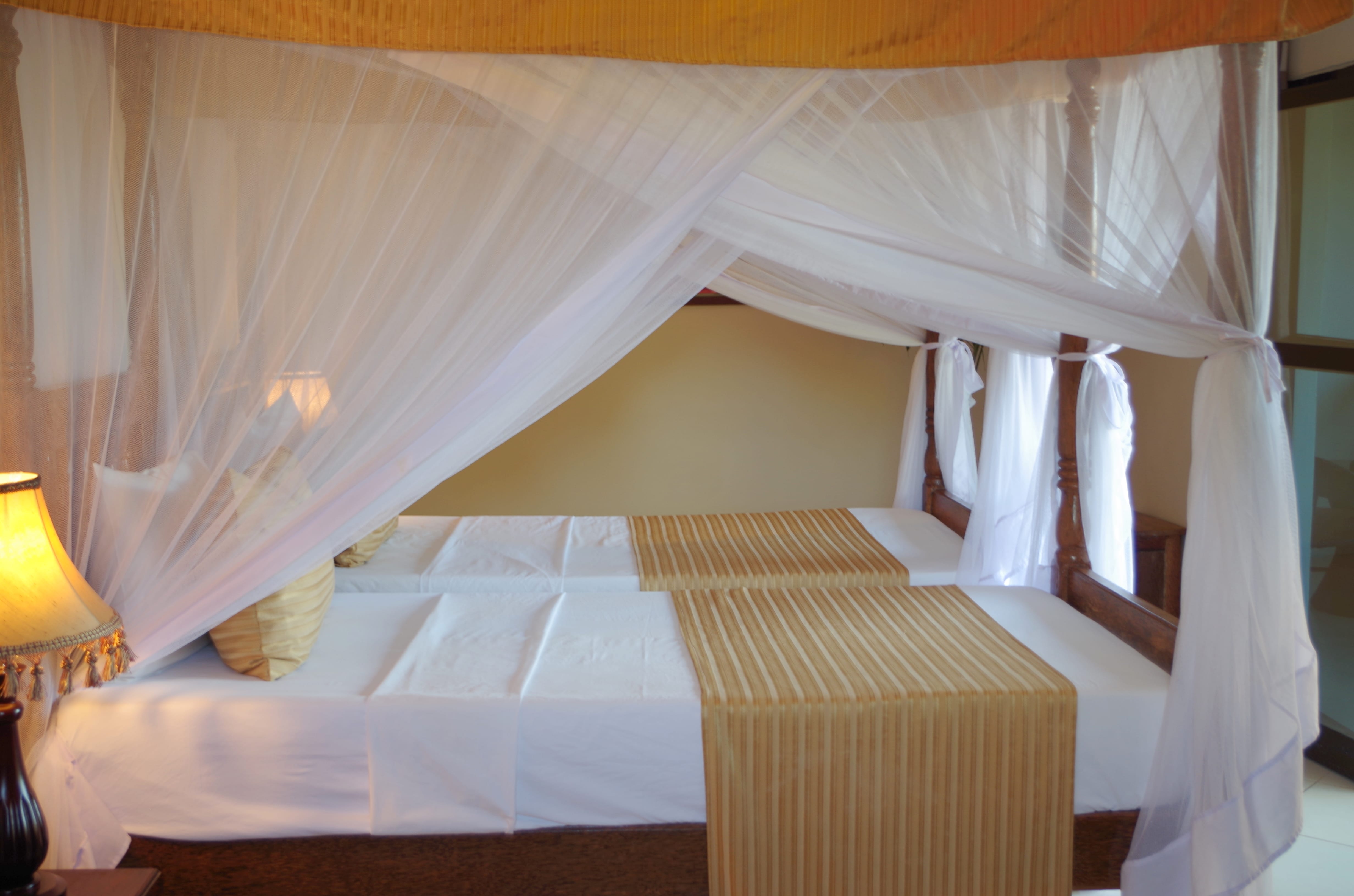 a bed with a canopy