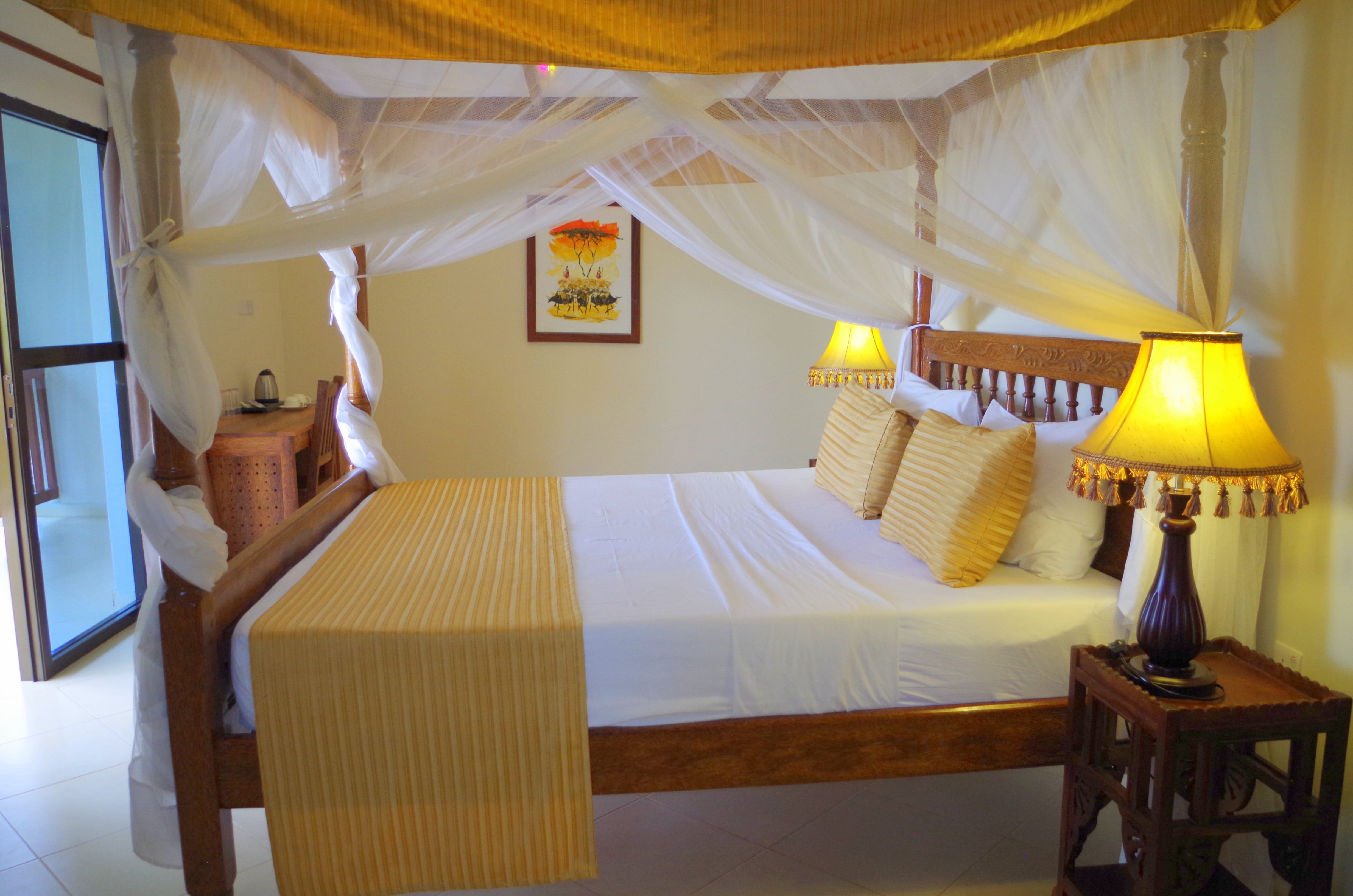 a bed with a canopy