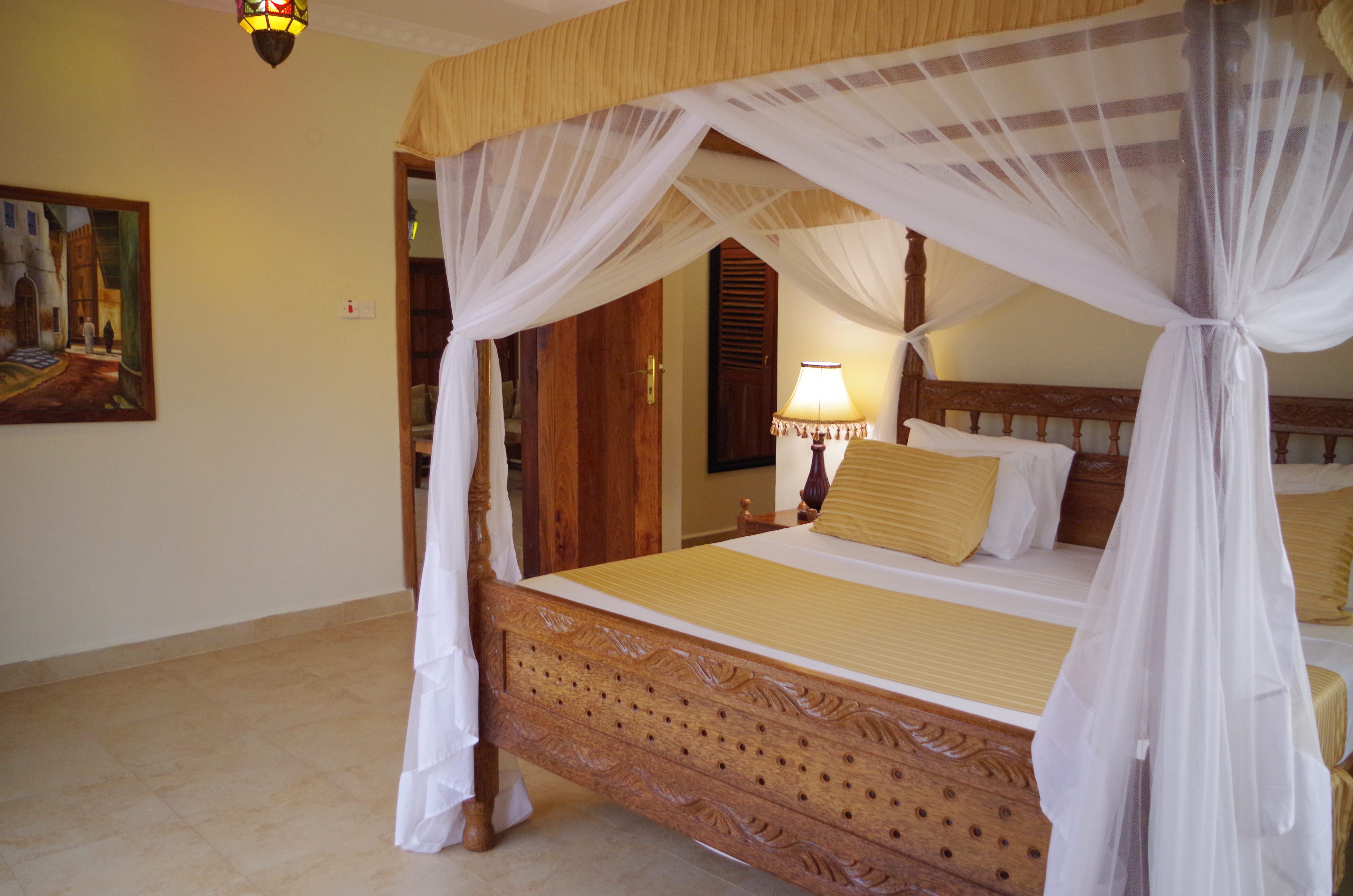 a bed with a canopy