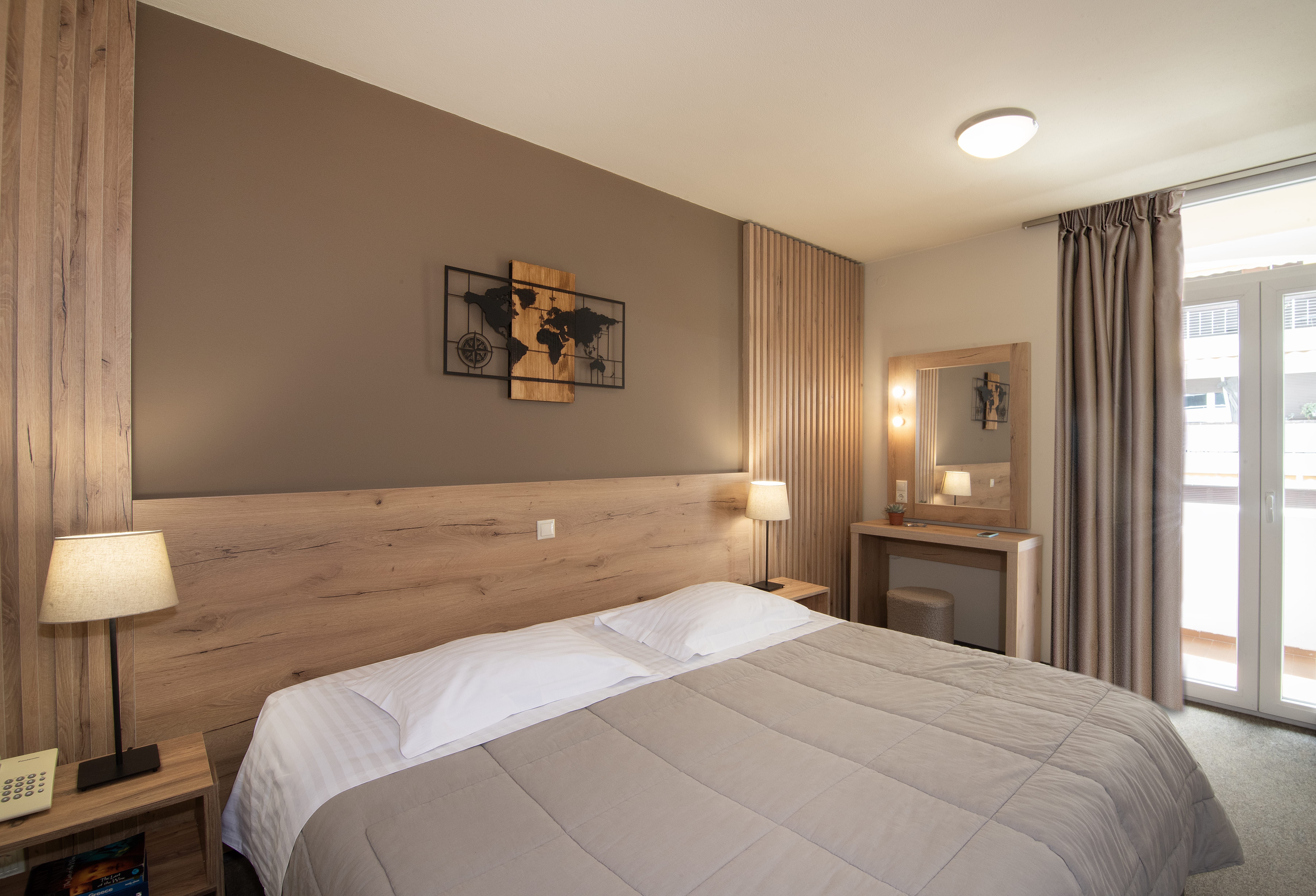 a bedroom with a large bed