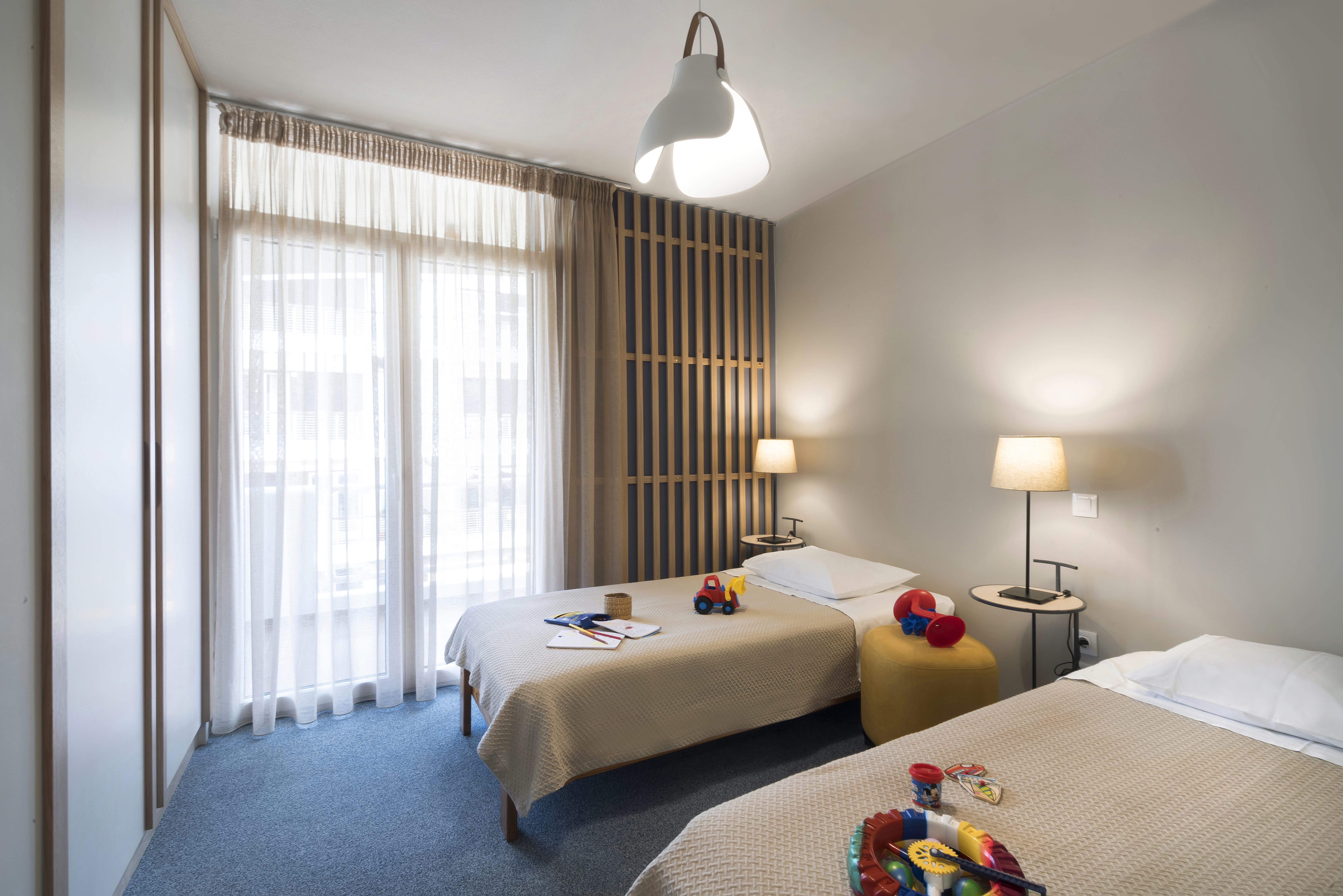 a room with two beds