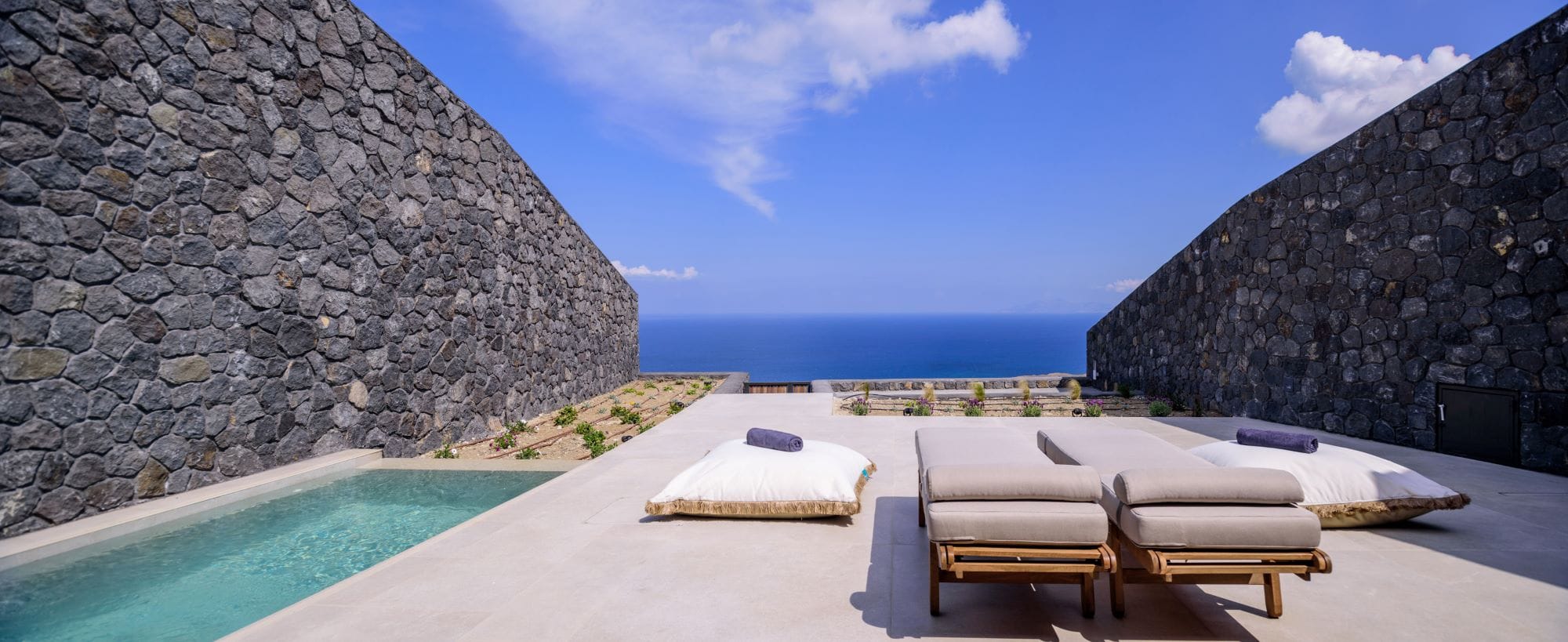 a pool between two large rocks