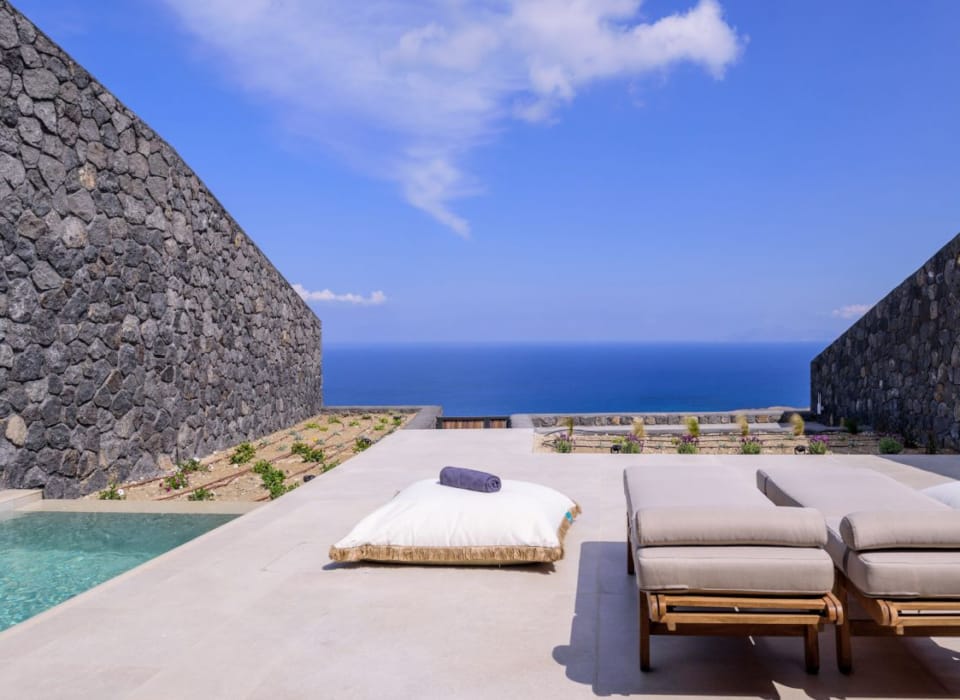 a pool between two large rocks