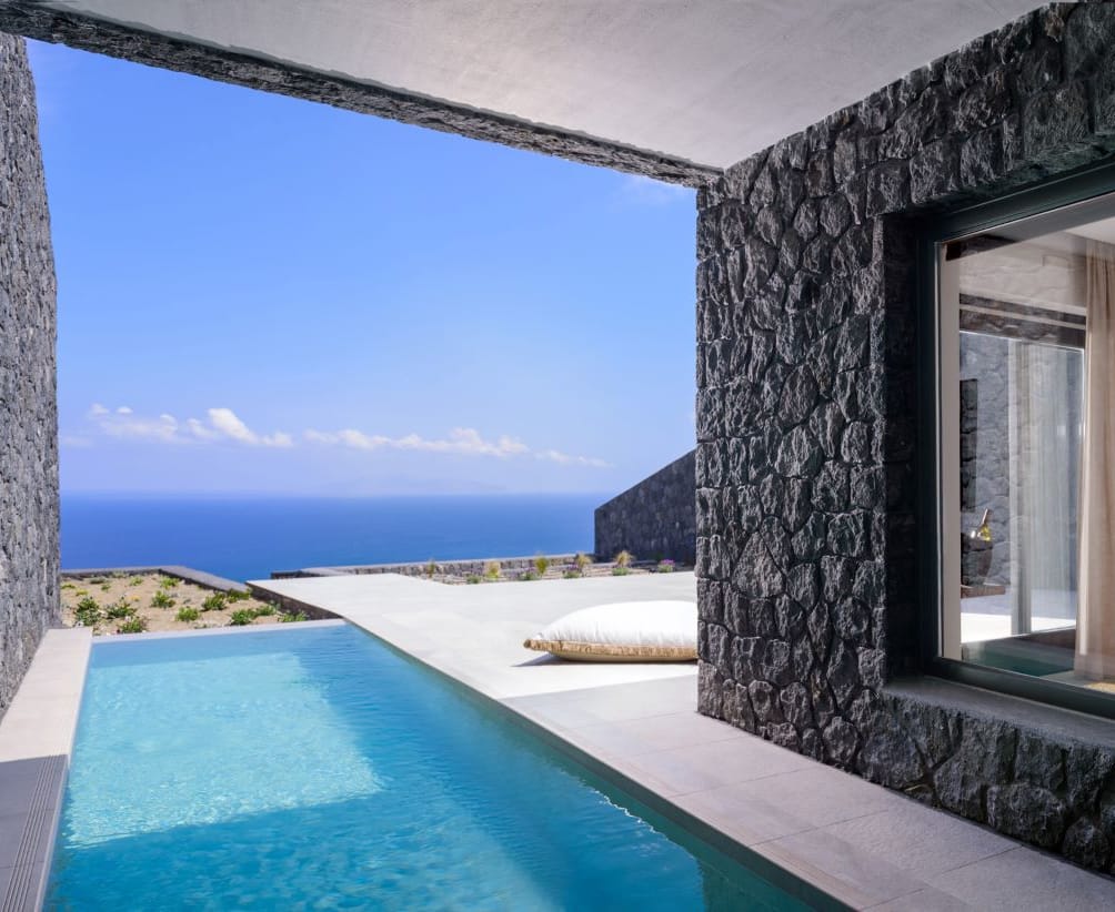 a pool between two large rocks