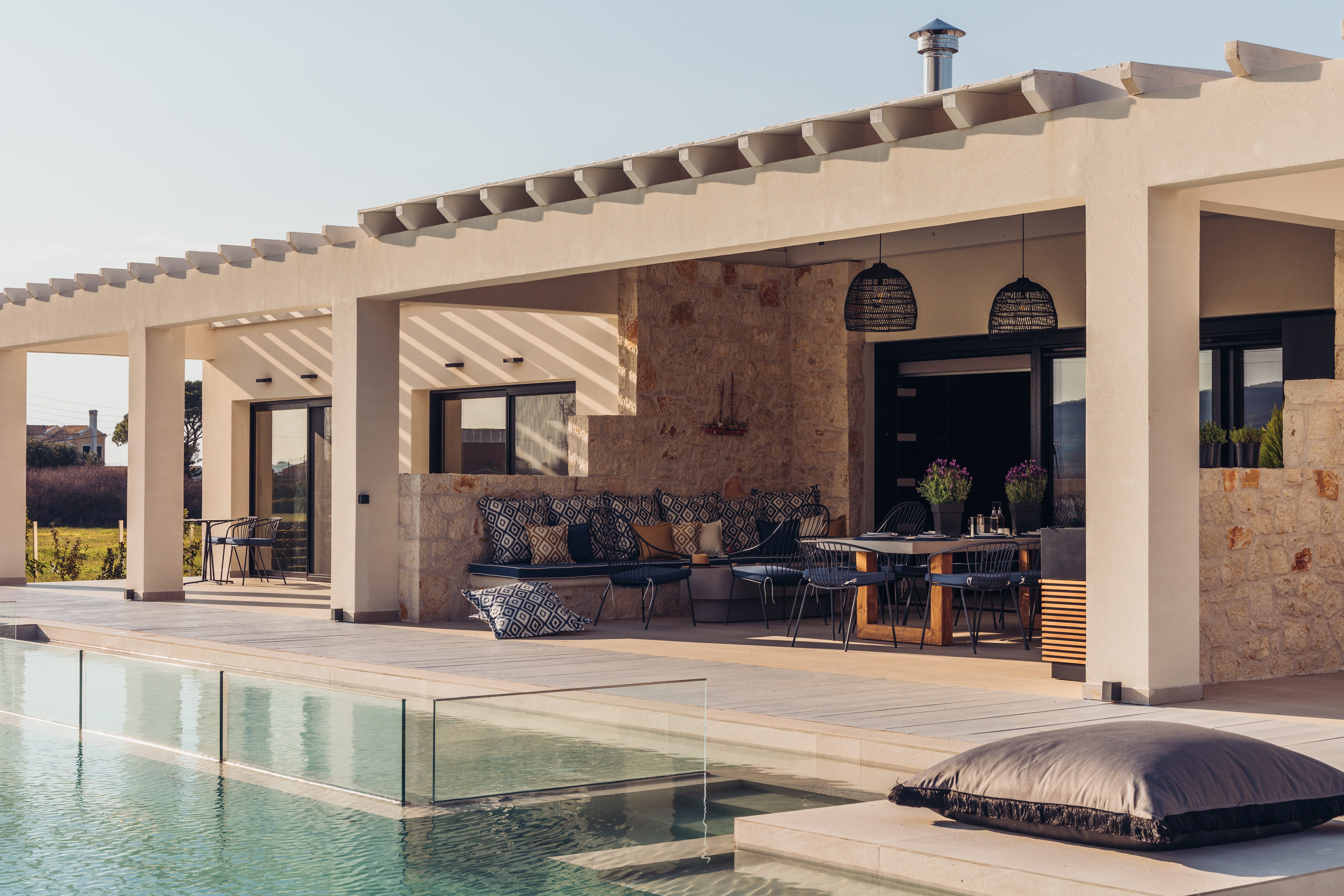 a swimming pool in a house