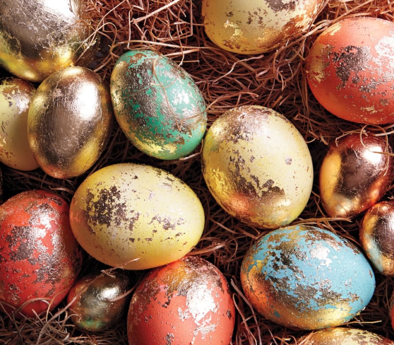 a group of colorful eggs