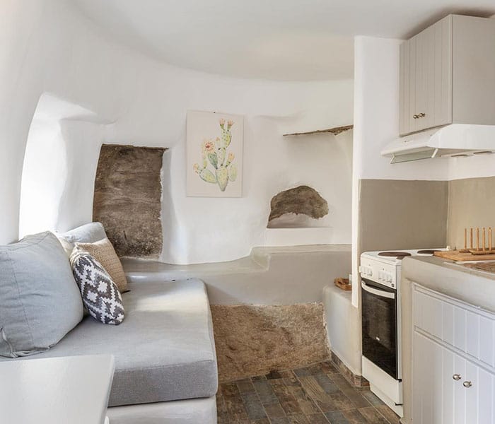 a room with a couch and a table