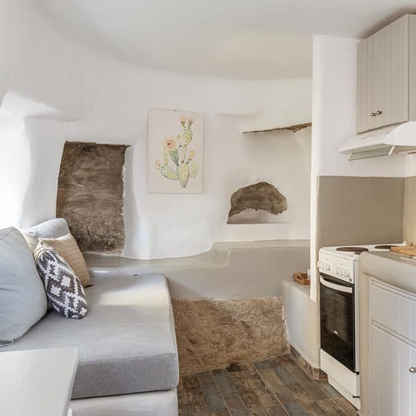 a room with a couch and a table