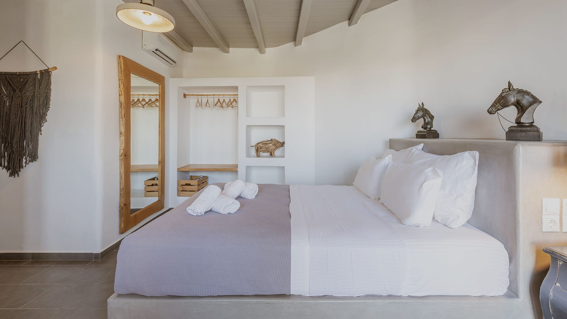 a bedroom with two beds