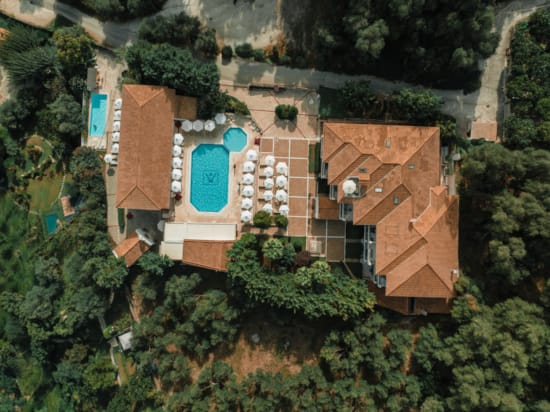 a house surrounded by trees