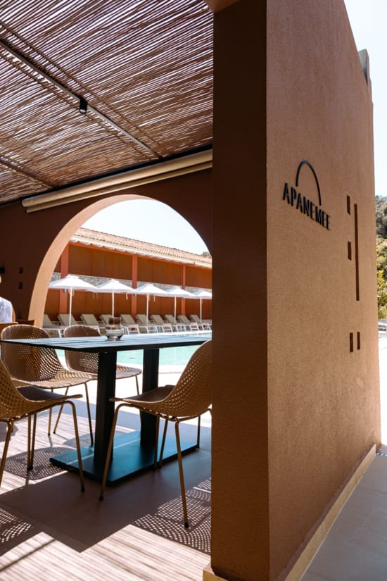 a table and chairs outside a restaurant