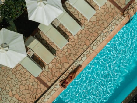 a person in a pool