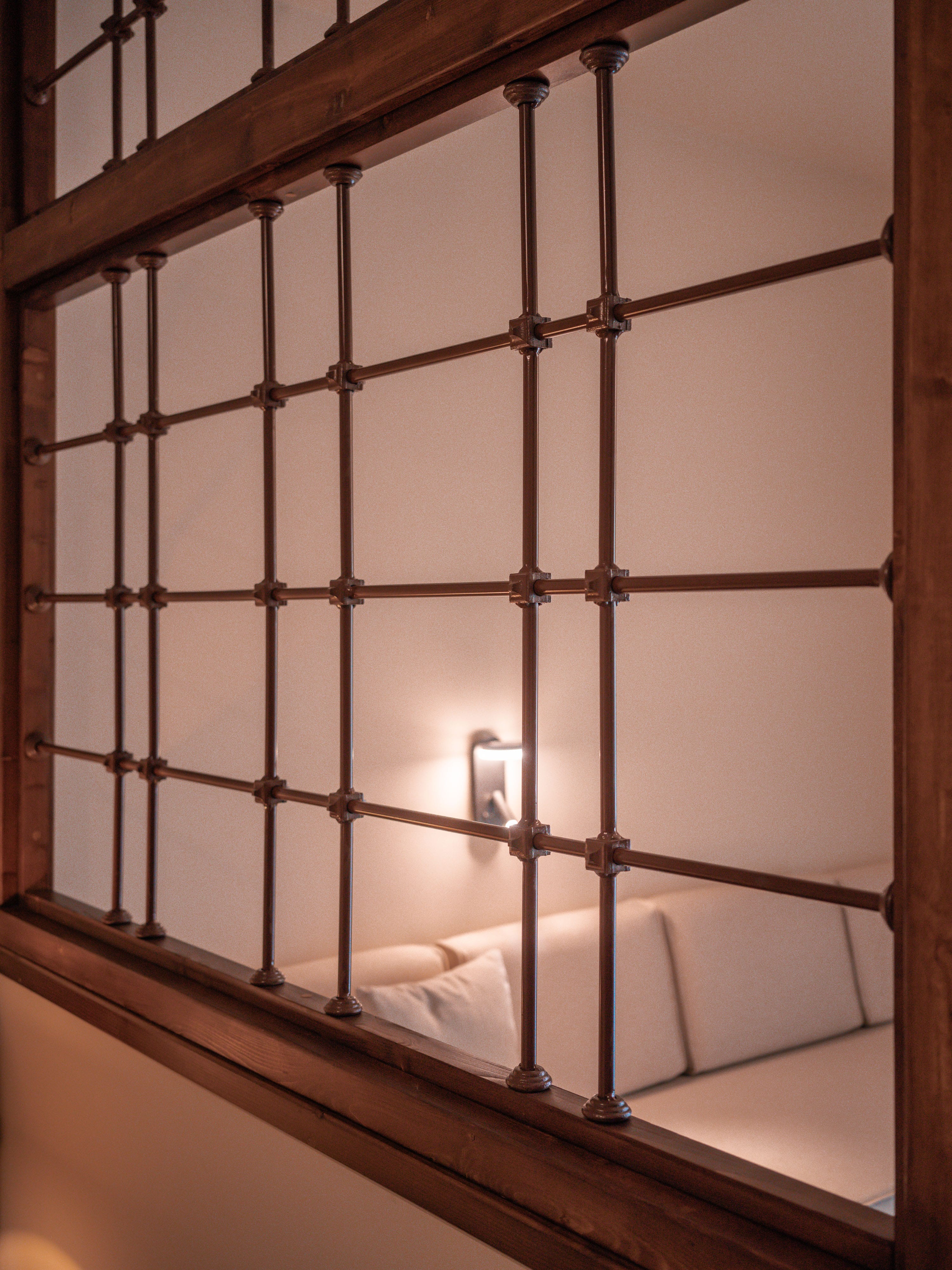 a bathroom with a glass shower