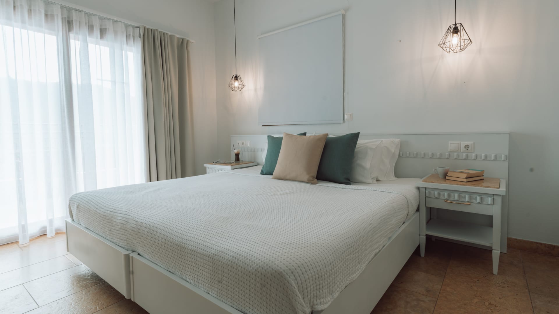 a bed in a room