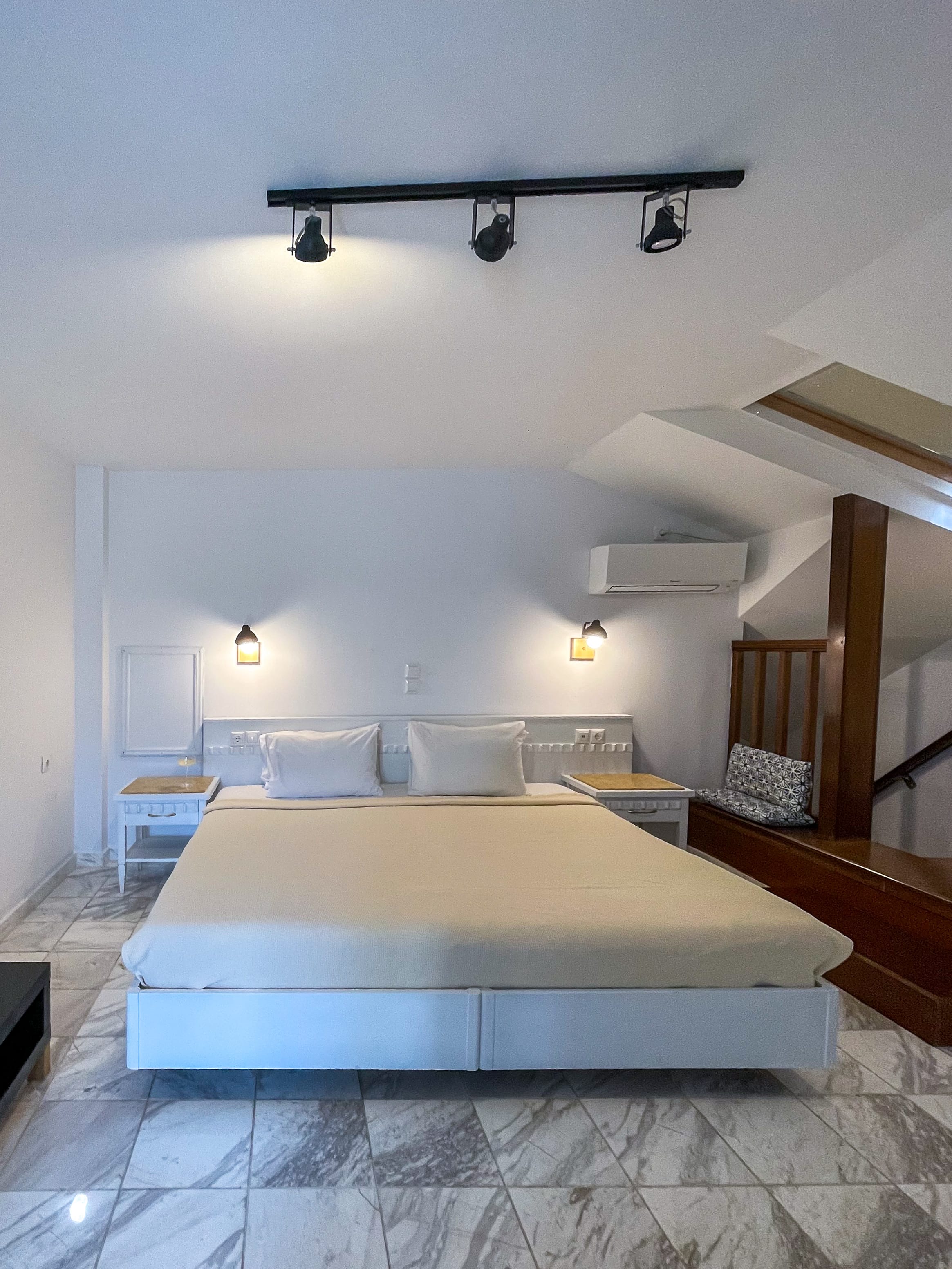 a bed in a room