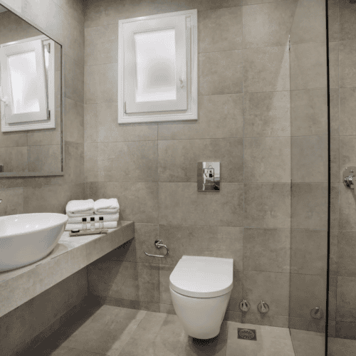 hotel bathroom in Paros