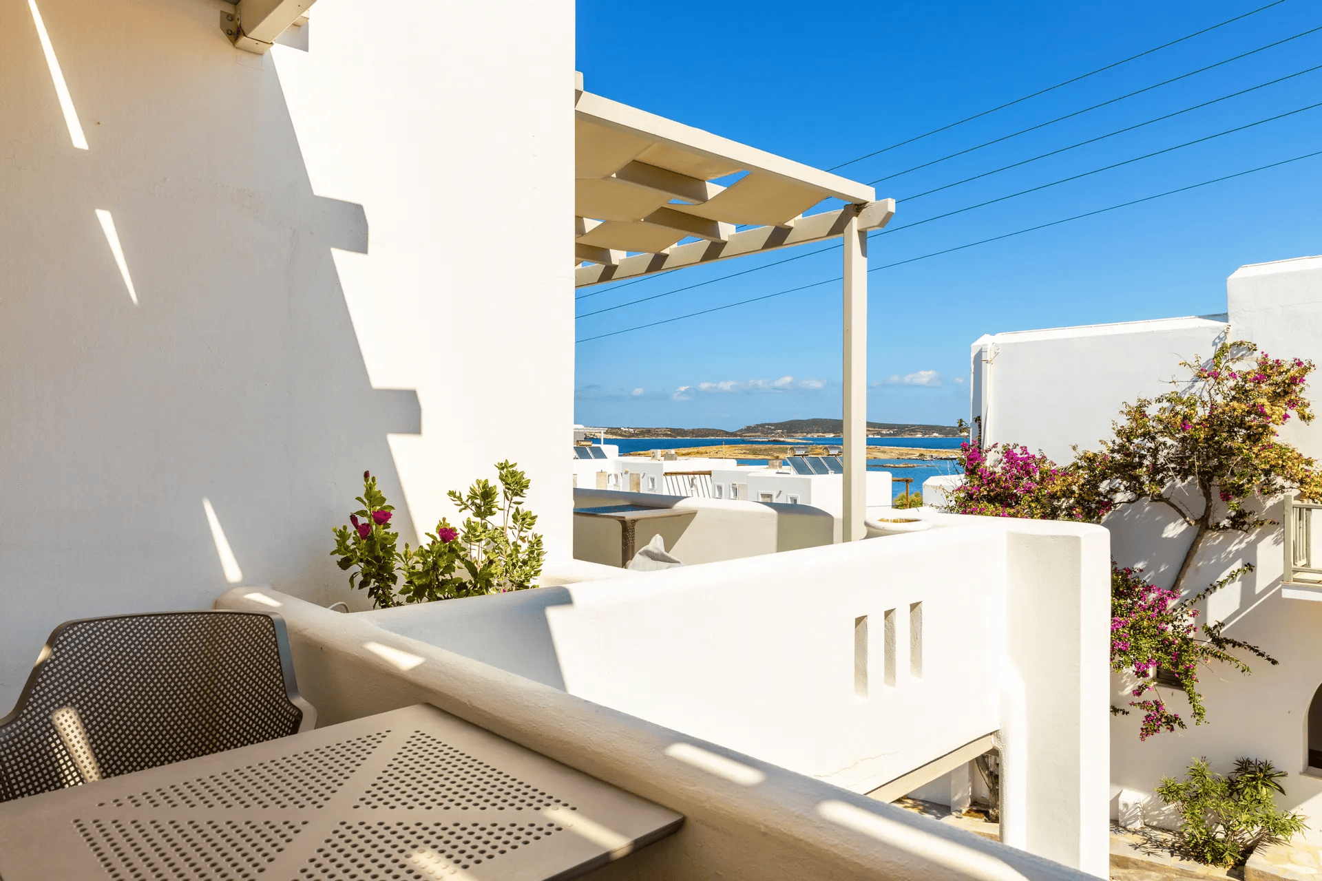 balcony with view in Paros