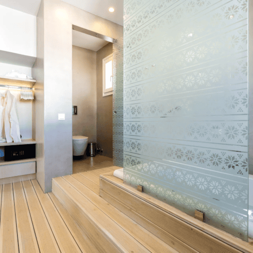 hotel bathroom in Paros