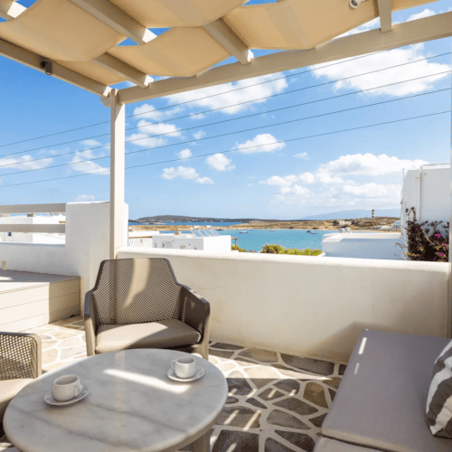 balcony with view in Paros