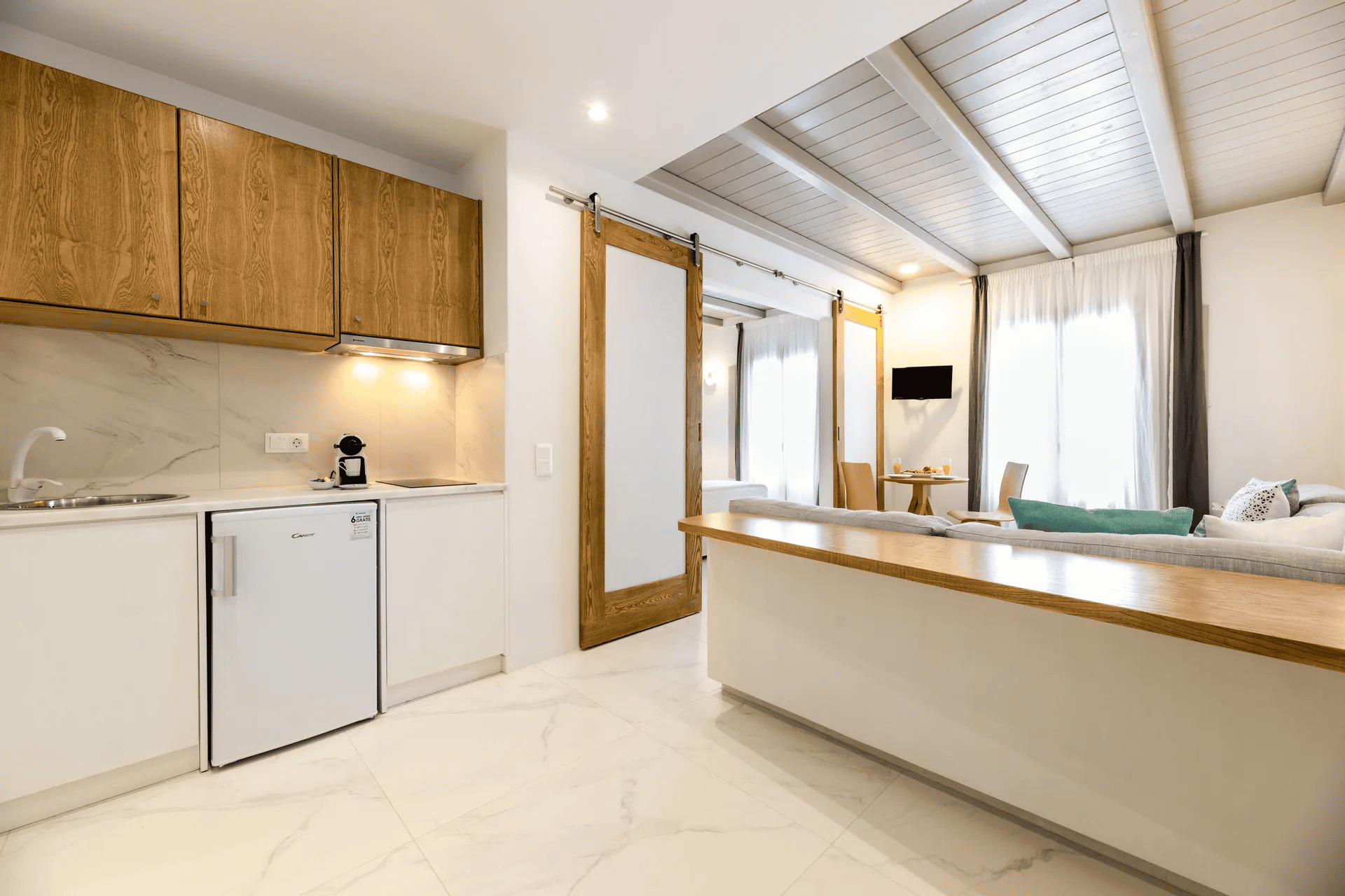 suite with kitchen from wood