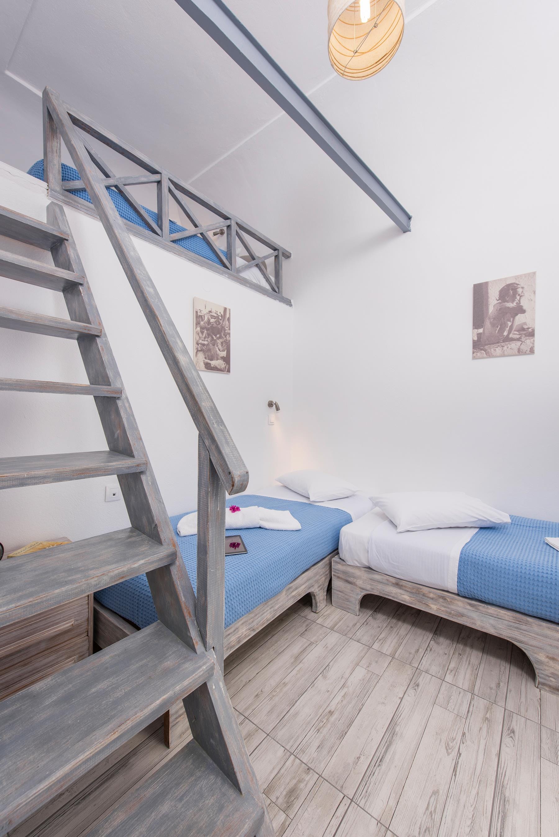 a couple of bunk beds in a room