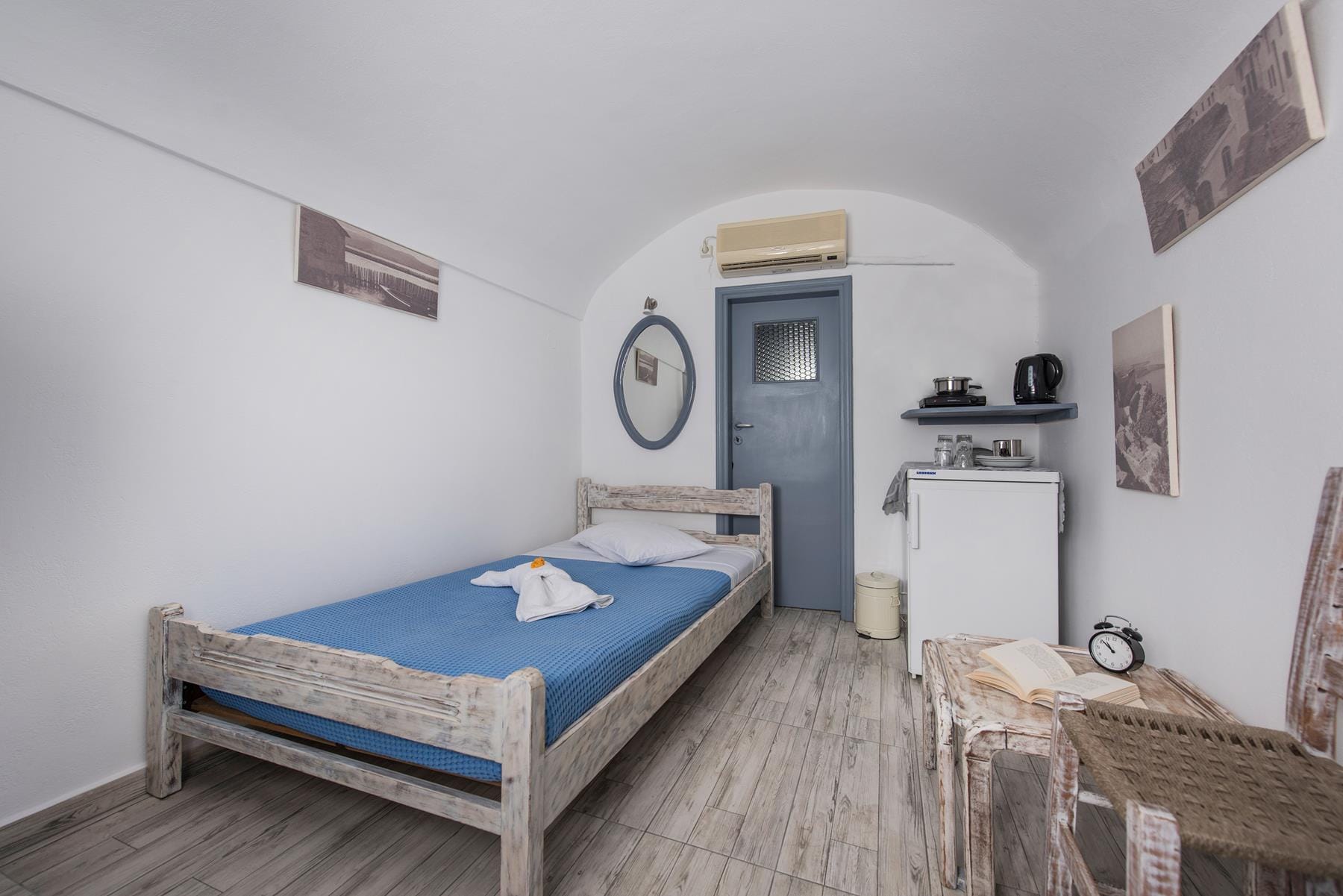 a bedroom with two beds