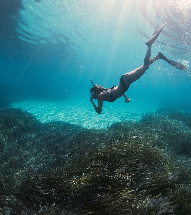 a person under water