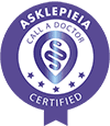 a blue and white logo