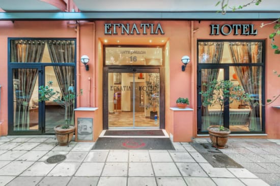 a building with a glass door