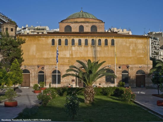a building with a flag on top